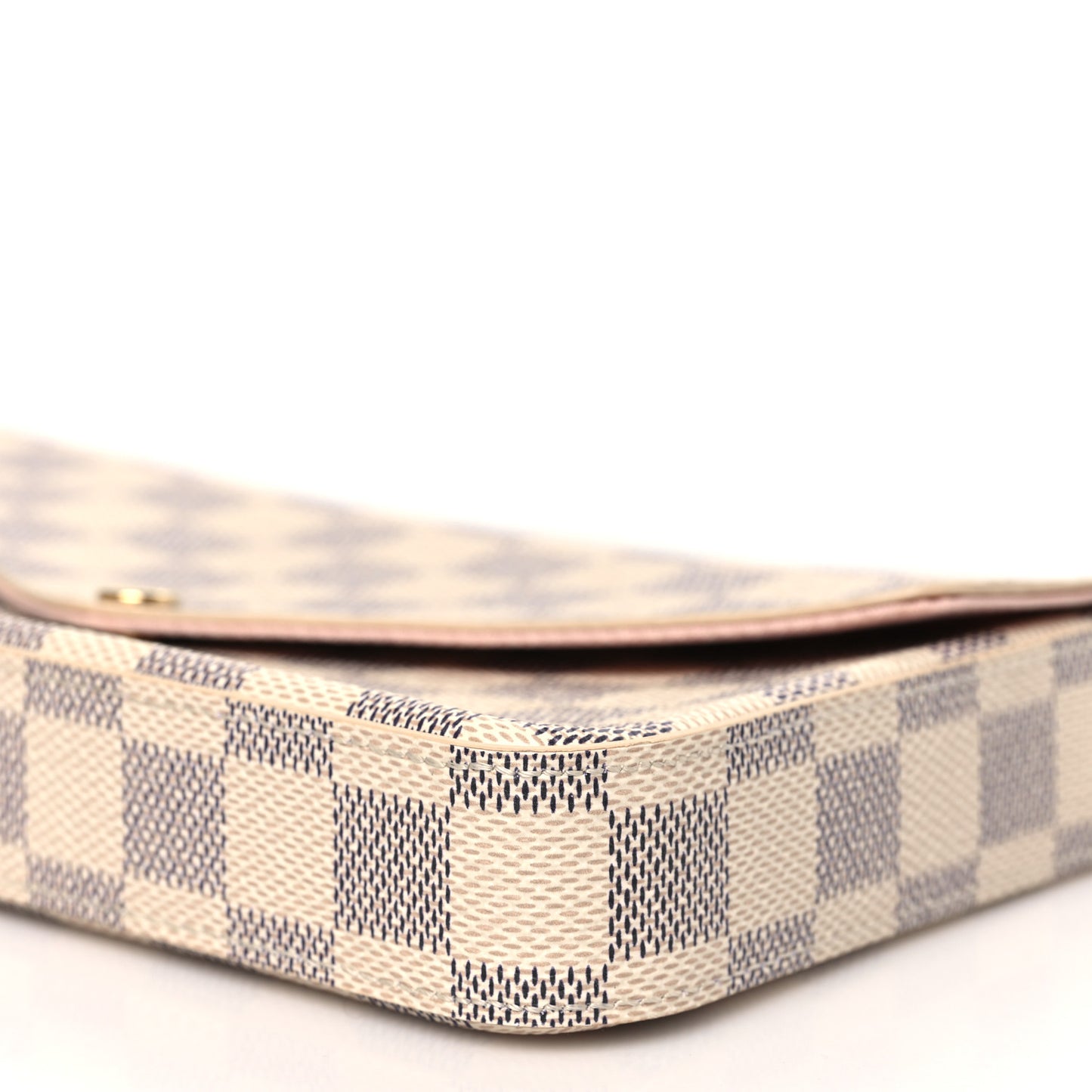 Damier Azur Pochette Felicie Chain Wallet Rose Ballerine