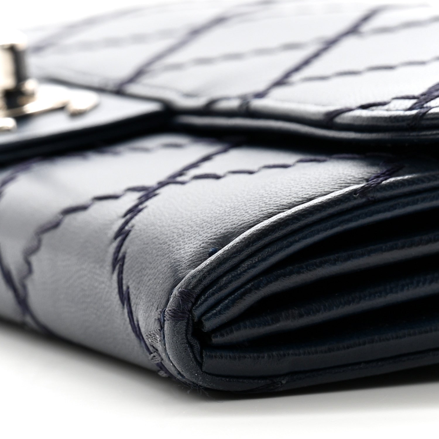 Chanel Lambskin Ultimate Stitch Clutch Flap Navy Blue 12 of 17