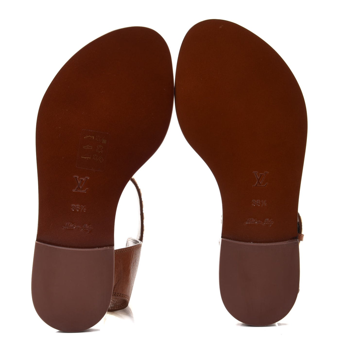 Calfskin Monogram Passenger Flat Sandals 36.5 Cognac