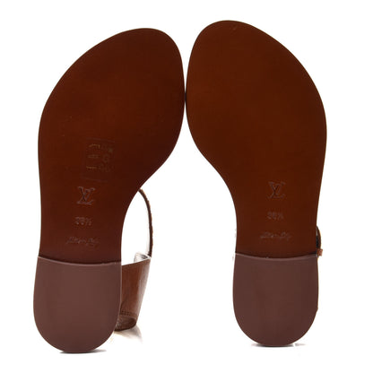 Louis Vuitton Calfskin Monogram Passenger Flat Sandals 36.5 Cognac 5 of 9