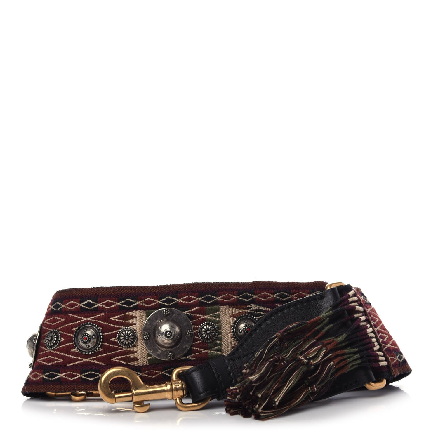 Christian Dior Canvas Studded Bohemian-Inspired Shoulder Strap Black 1 of 6