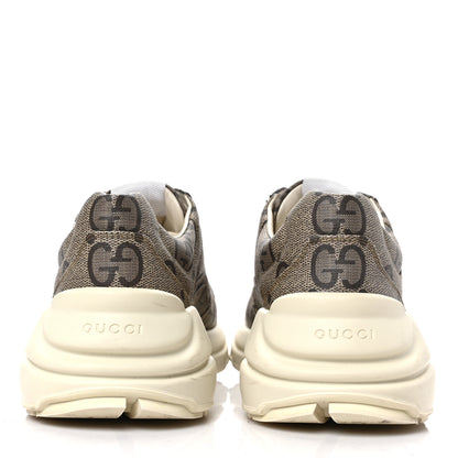 Gucci Maxi GG Supreme Monogram Gucci 100 Mens Rhyton Sneakers 9.5 Beige Ebony 5 of 8