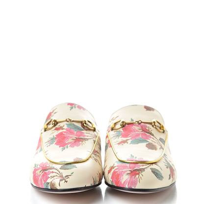 Gucci Calfskin Stamp Allover Rose Princetown Slippers 40.5 Ivory Multicolor 2 of 8