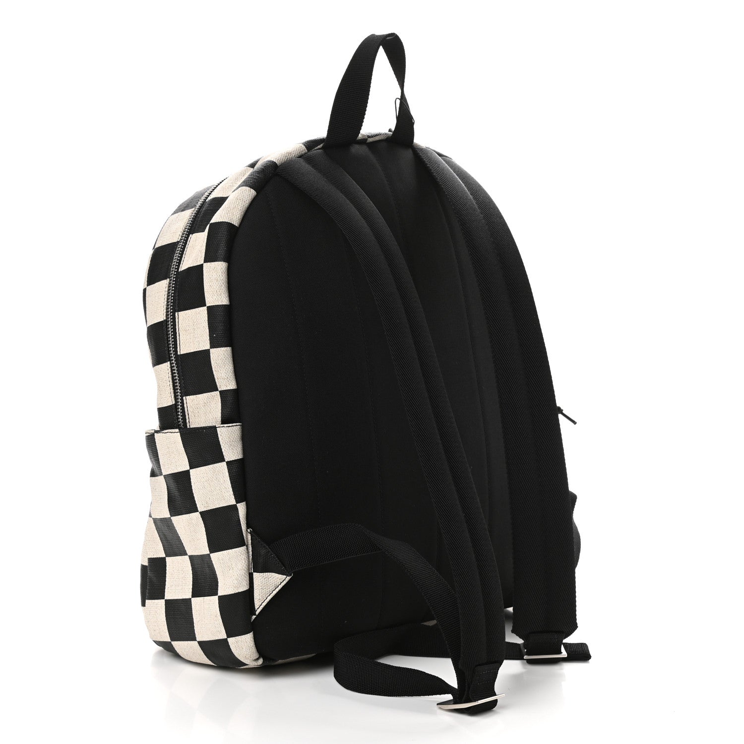 Saint Laurent Calfskin Checked Print Nuxx Backpack Black White 3 of 9