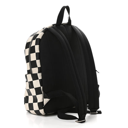 Saint Laurent Calfskin Checked Print Nuxx Backpack Black White 3 of 9