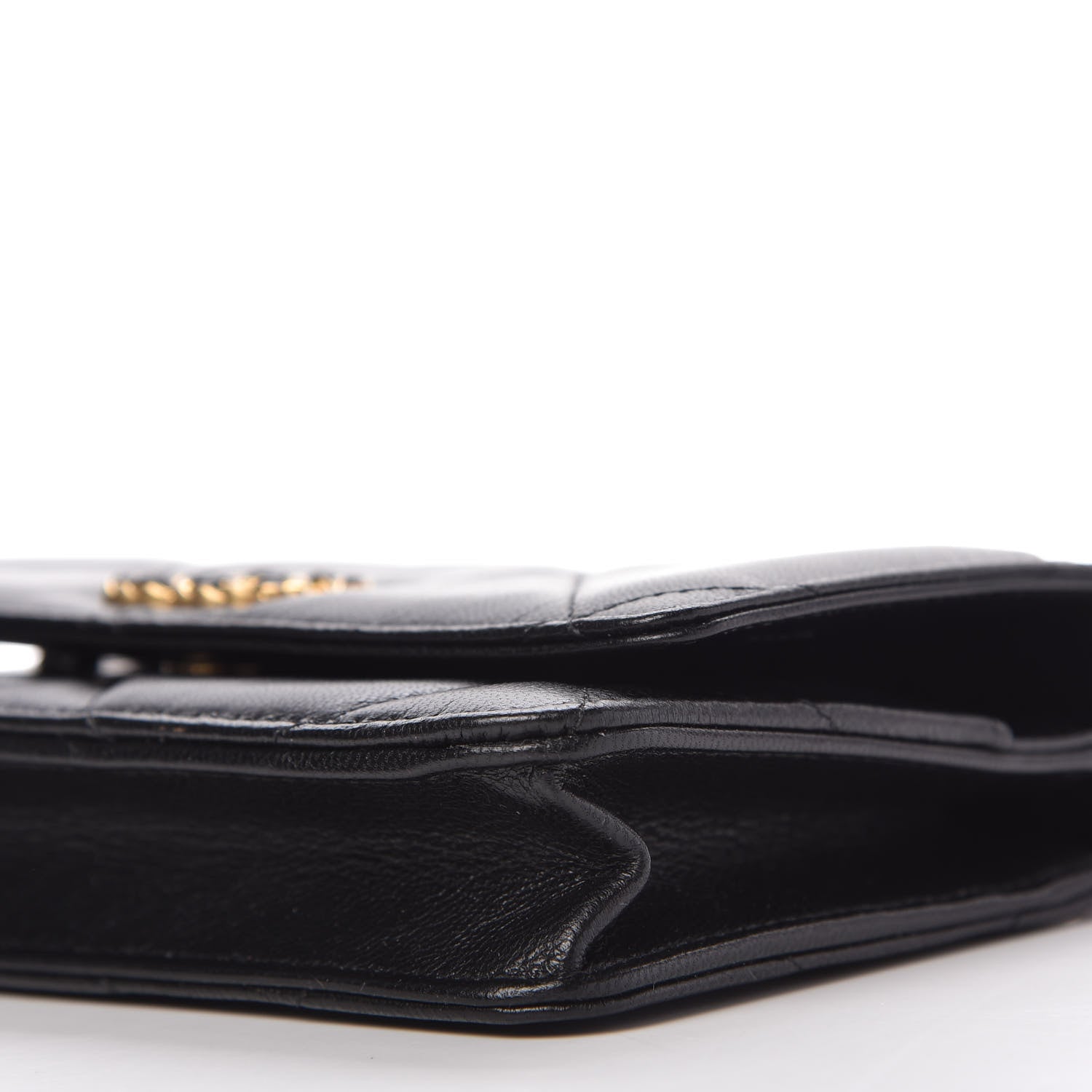 Chanel Shiny Goatskin Quilted Chanel 19 Wallet On Chain WOC Black 7 of 12