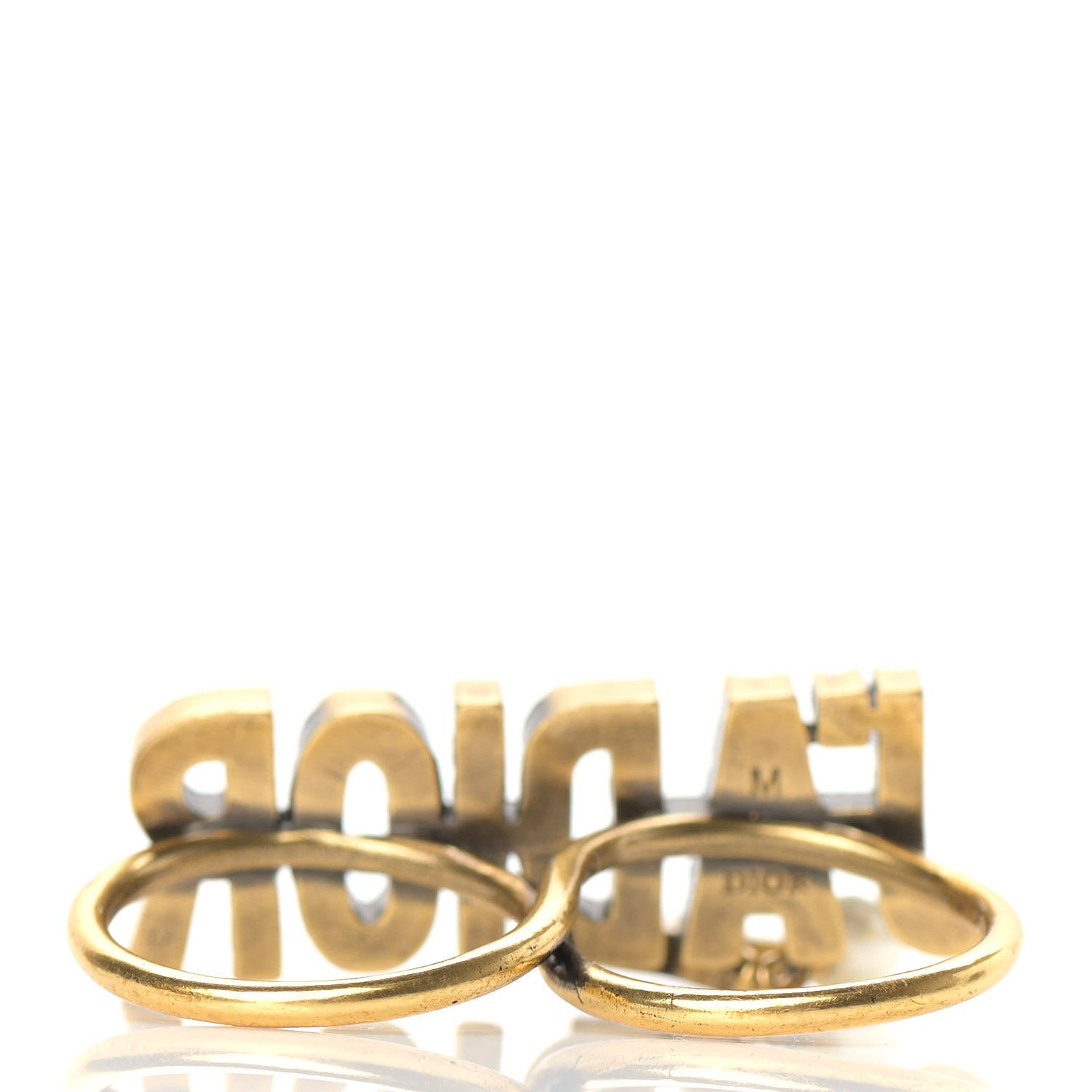 Christian Dior Crystal Pearl J'Adior Double Ring Aged Gold 3 of 5