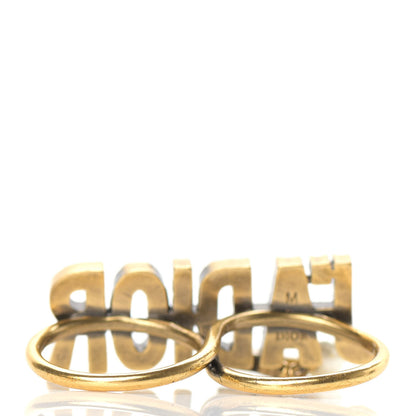 Christian Dior Crystal Pearl J'Adior Double Ring Aged Gold 3 of 5
