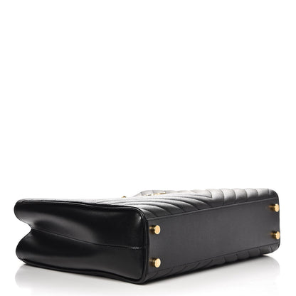 Saint Laurent Grain De Poudre Matelasse Chevron Monogram Shopping Bag Black 4 of 8