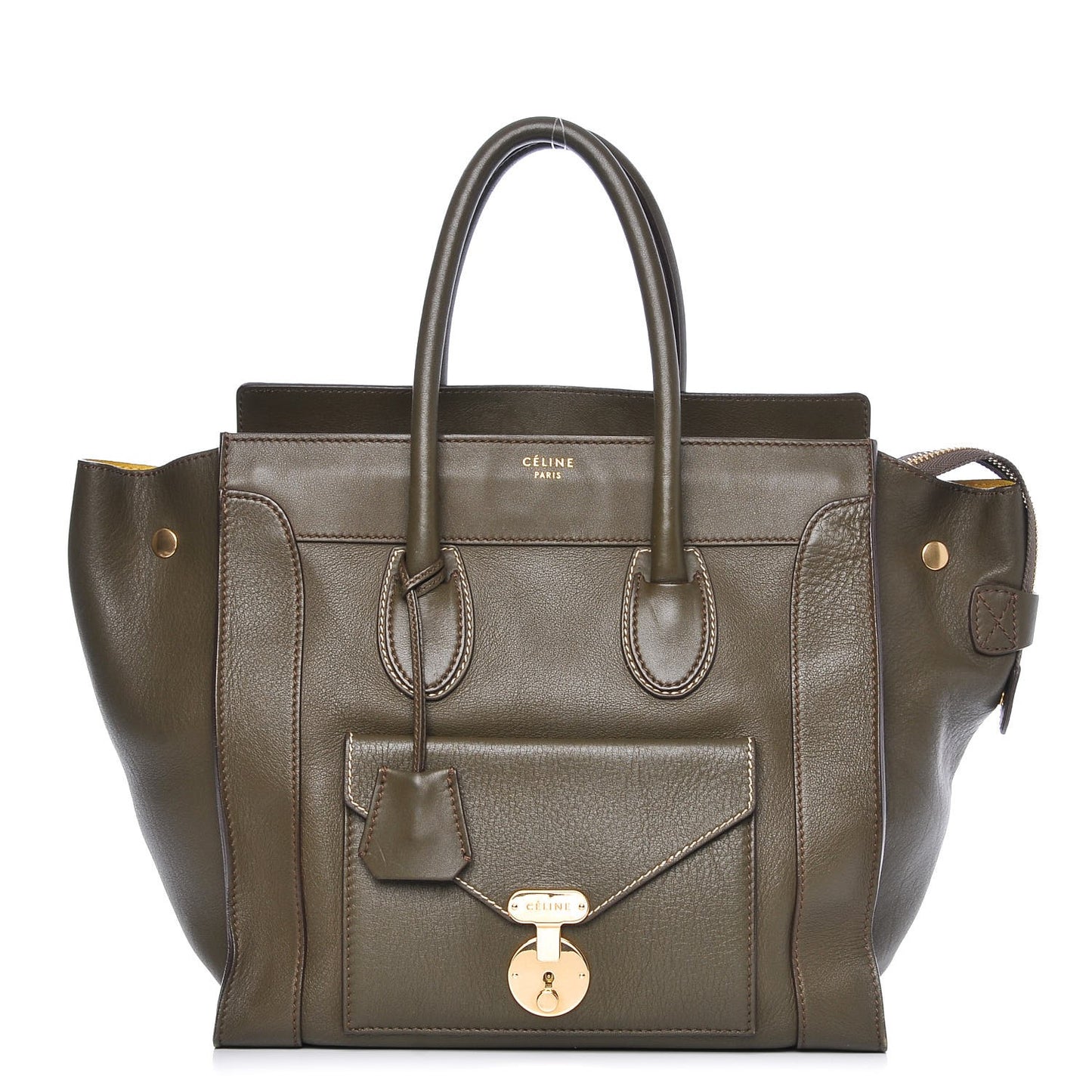 Smooth Calfskin Mini Envelope Luggage Khaki