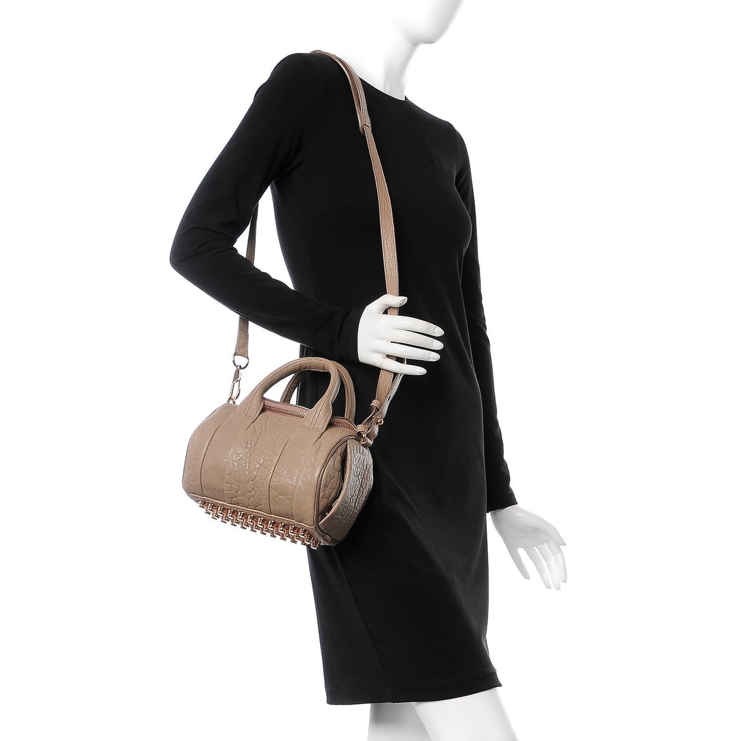 Pebbled Lambskin Mini Rockie Latte Rose Gold Hardware