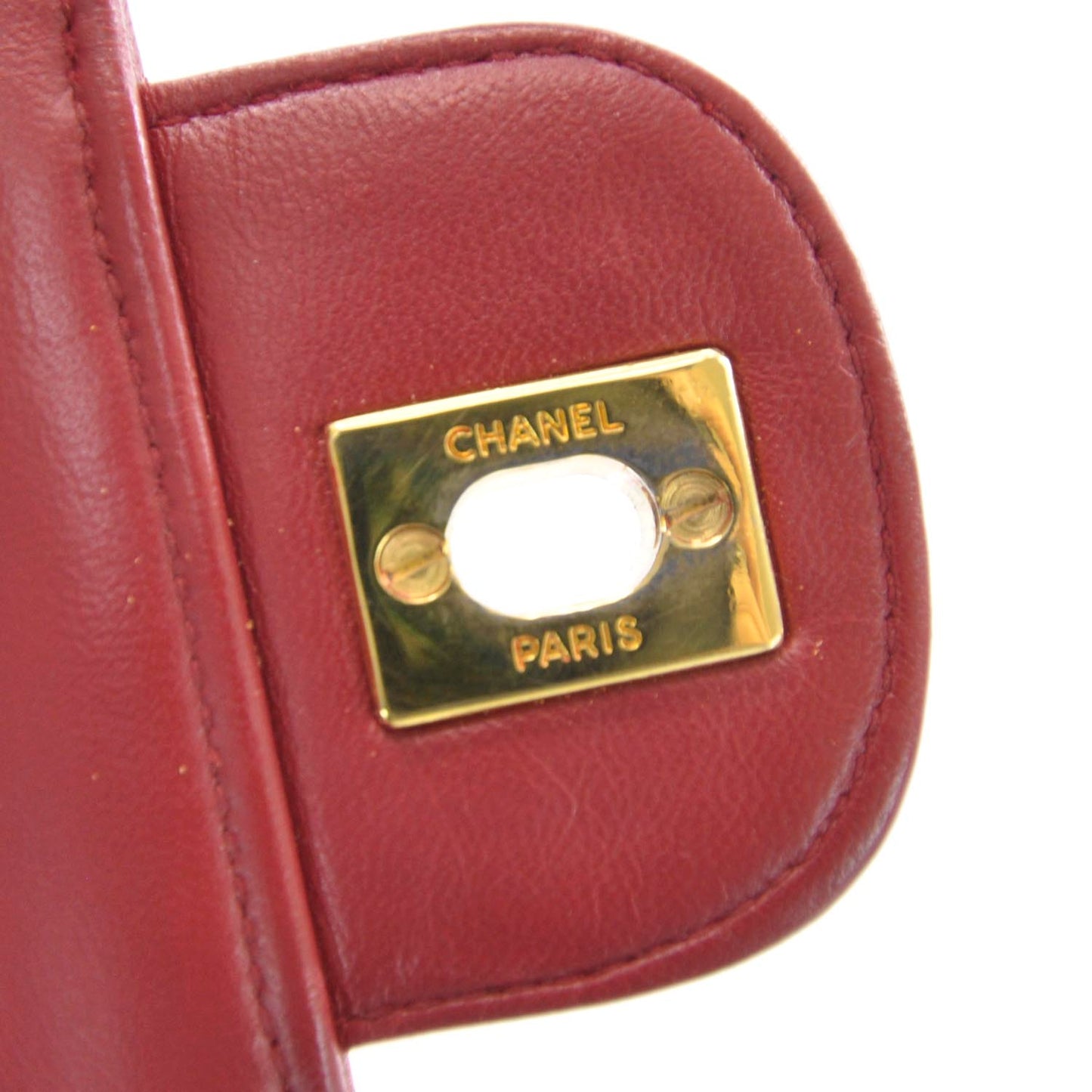 Lambskin Quilted Medium Double Flap Red