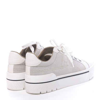 Hermes Canvas Calfskin Womens Voltage Sneakers 36.5 Prunoir White 4 of 9