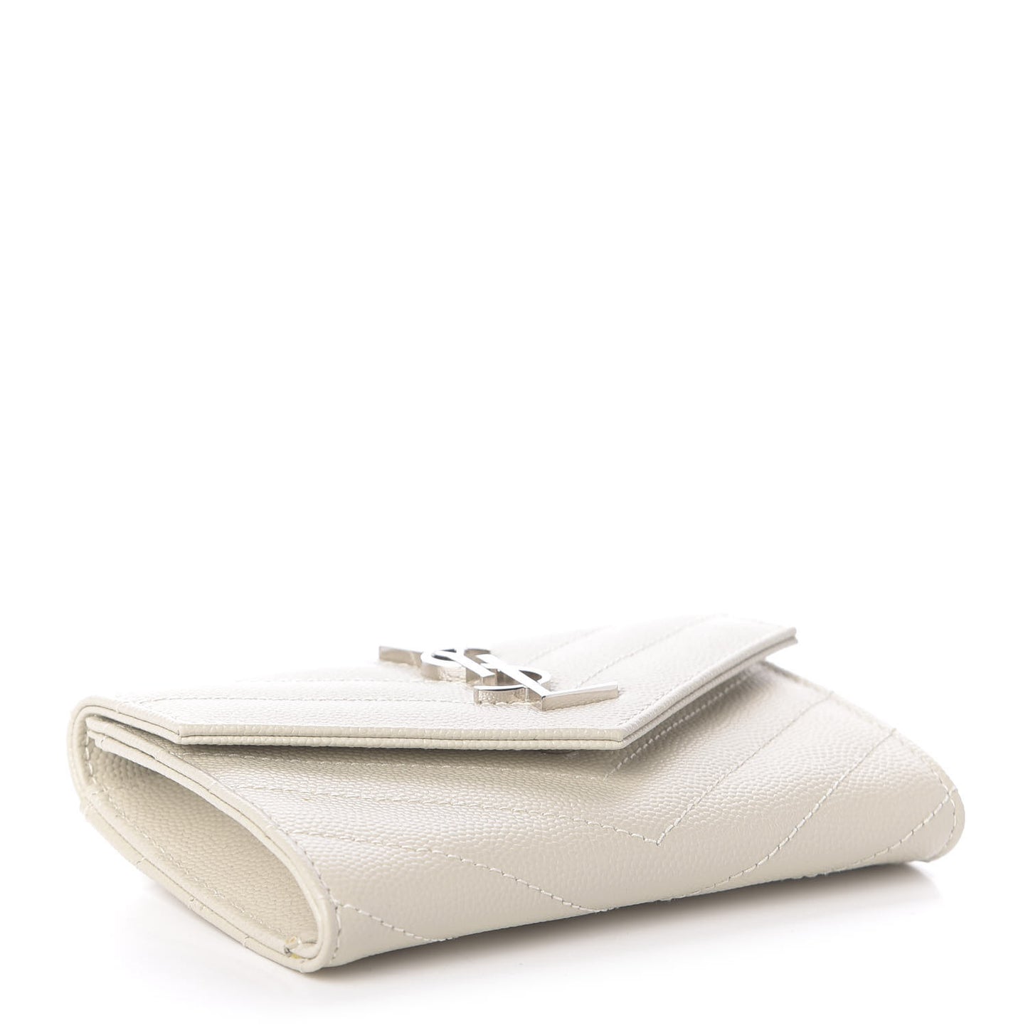 Grain De Poudre Matelasse Chevron Small Monogram Envelope Wallet Crema Soft