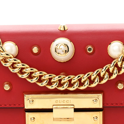 Gucci Calfskin Studded Small Padlock Shoulder Bag Hibiscus Red 8 of 11