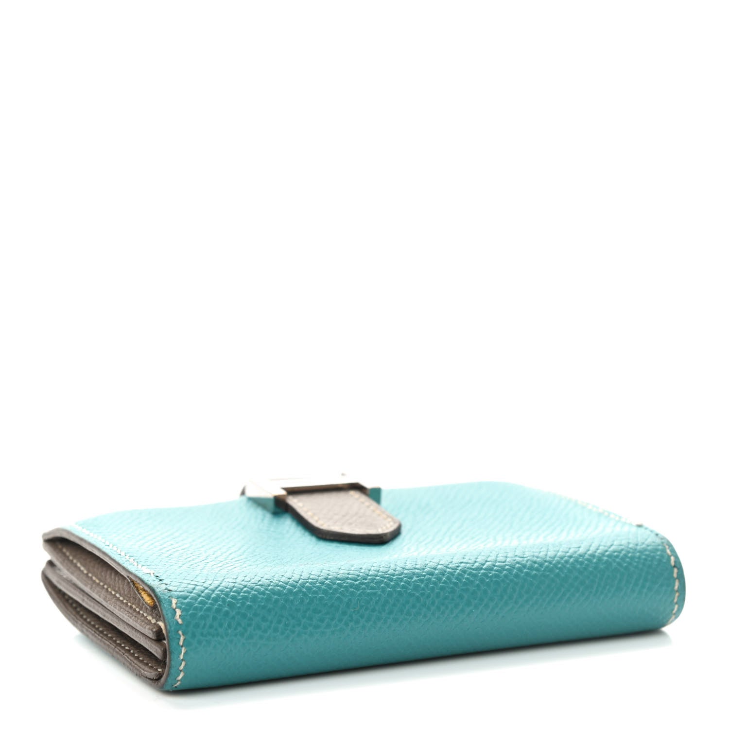 Hermes Epsom Bi Color Bearn Card Holder Wallet Bleu Paon Etoupe 4 of 16
