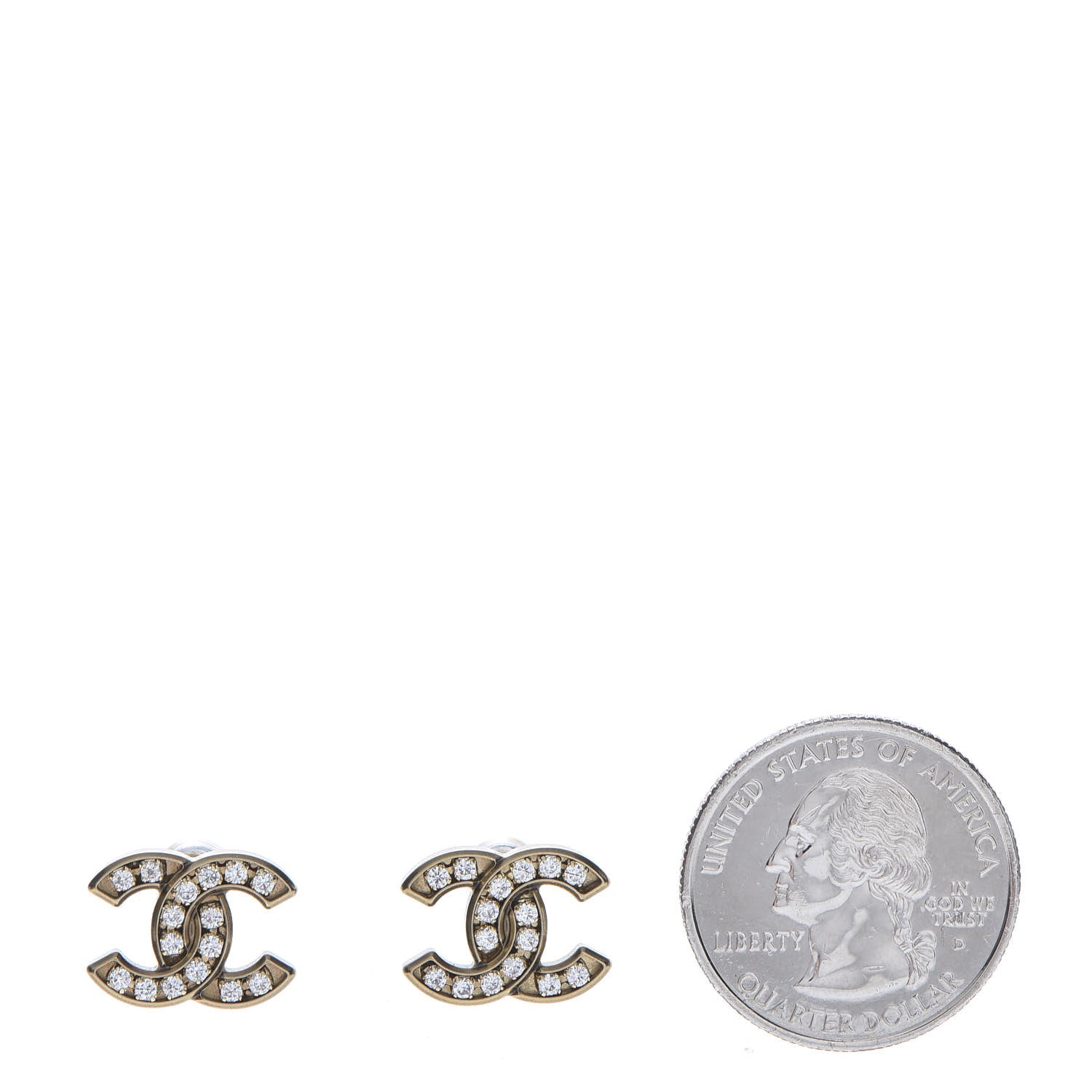Chanel Crystal CC Earrings Gold 2 of 5