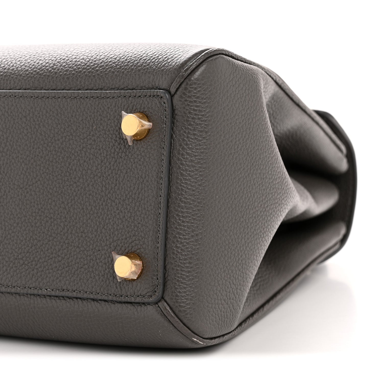 Grained Calfskin Small 16 Top Handle Bag Medium Grey