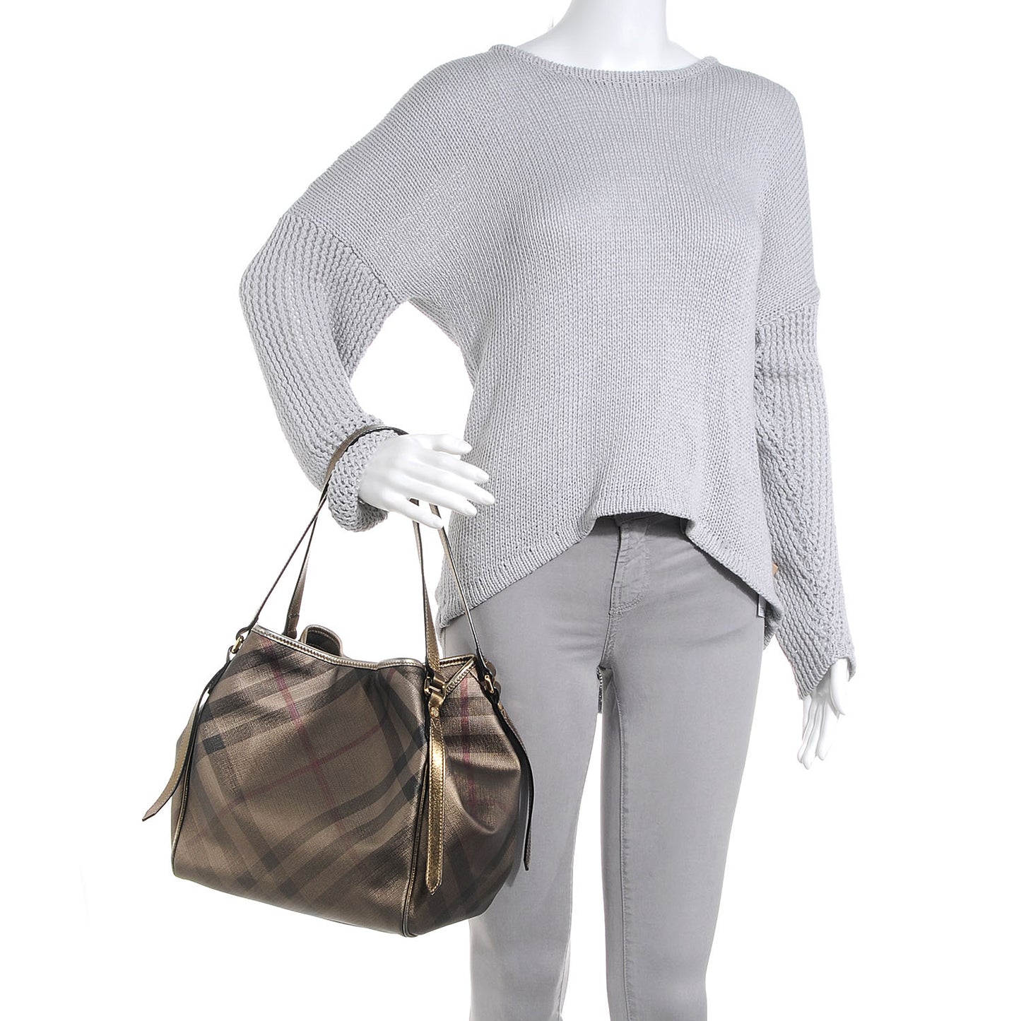 Metallic Check Small Canterbury Tote Gold