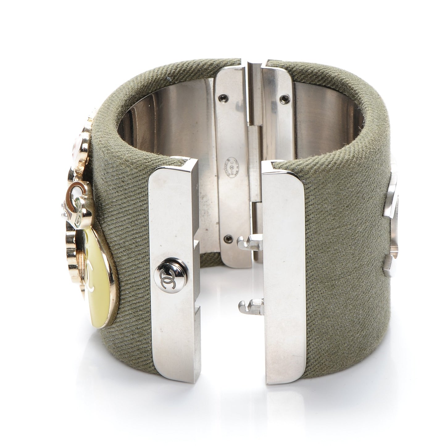 Canvas Pearl Enamel CC Cuff Green