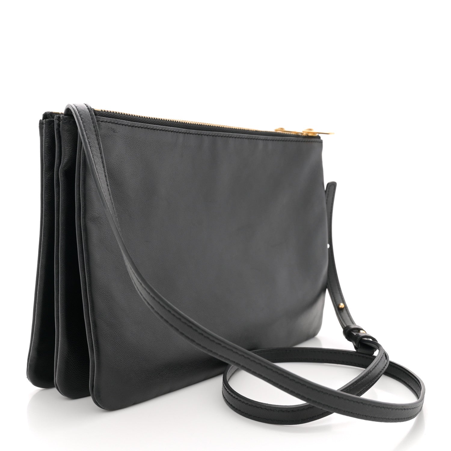 Celine Lambskin Large Trio Crossbody Bag Black 2 of 12