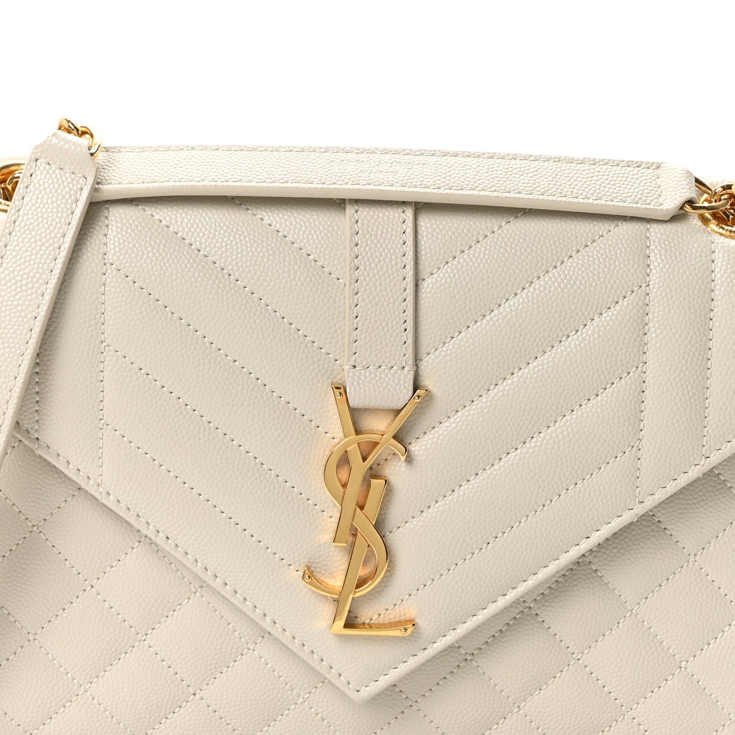 Grain De Poudre Textured Mixed Matelasse Medium Triquilt Monogram Satchel Crema Soft