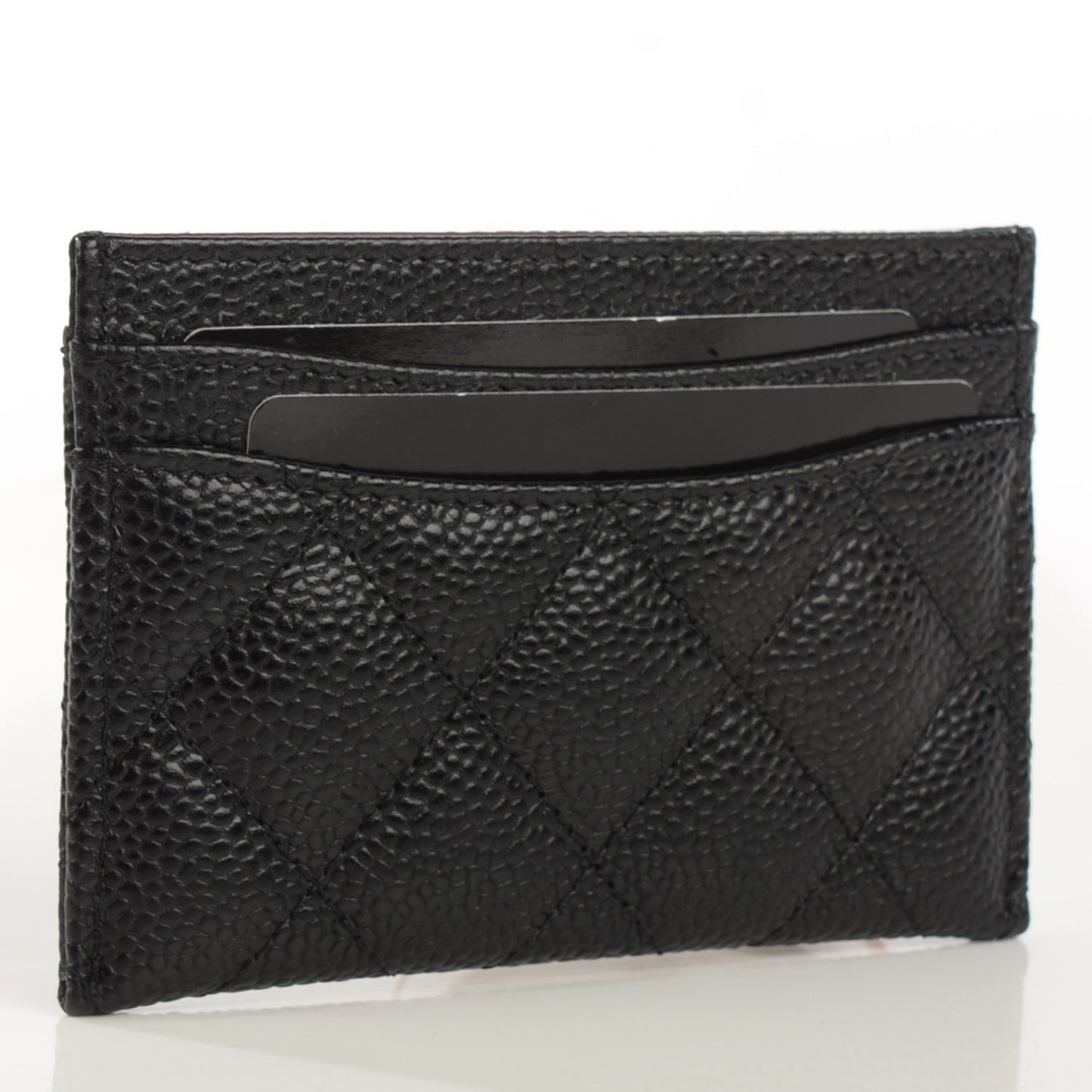 Caviar Quilted Card Holder Black