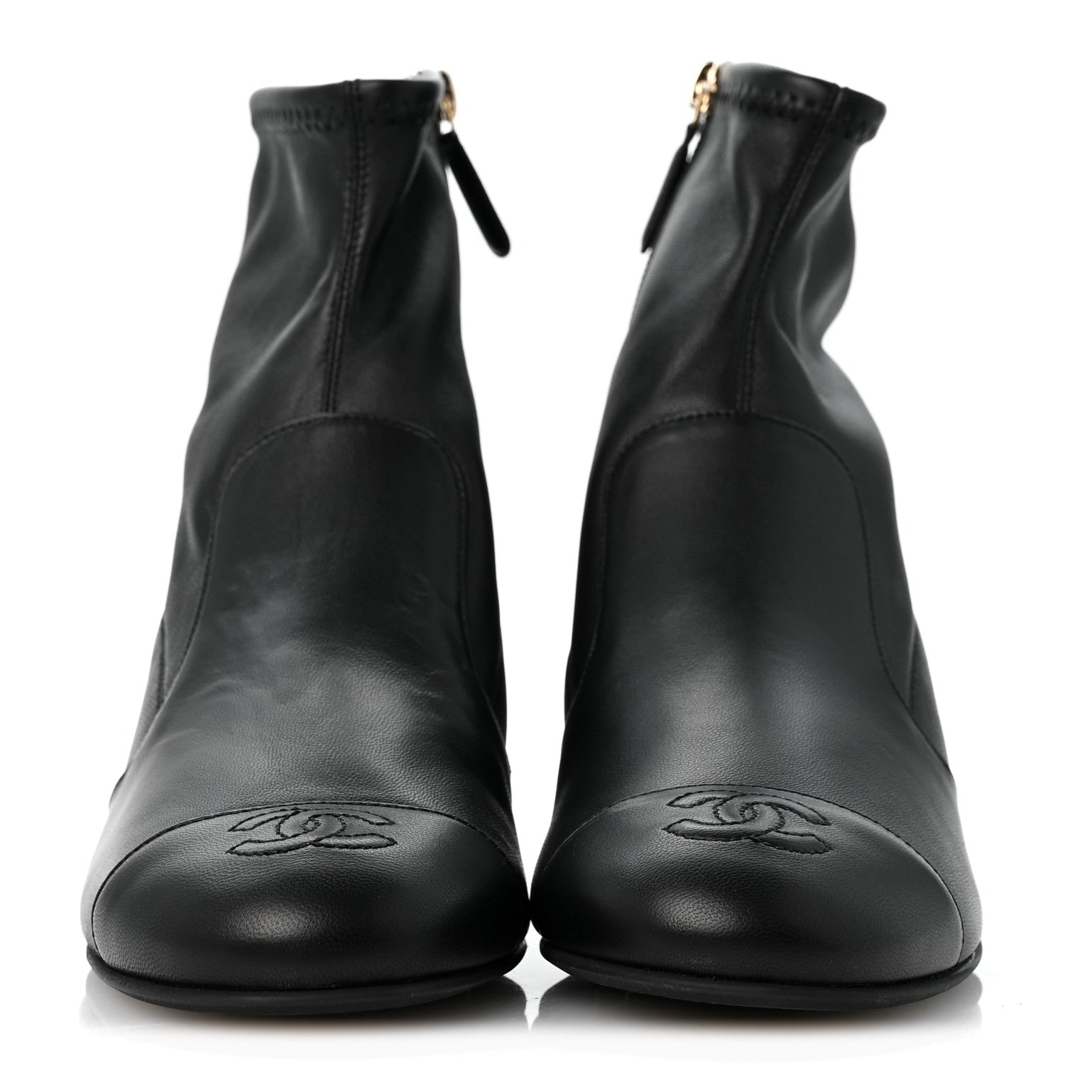 Chanel Stretch Lambskin Cap Toe CC Uniform Short Boots 38 Black 3 of 9