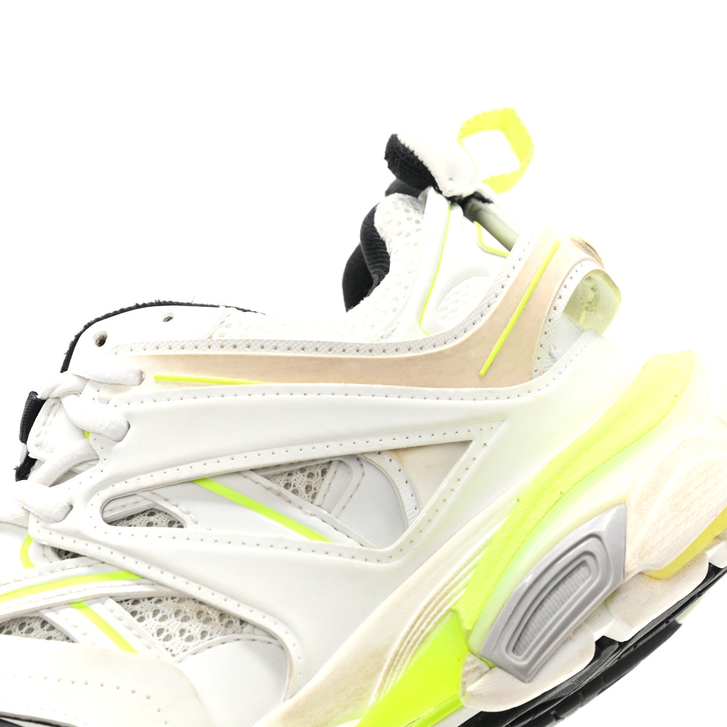 Balenciaga Mesh Nylon Worn Out Effect Womens Track Sneakers 39 White Fluo Yellow 12 of 17