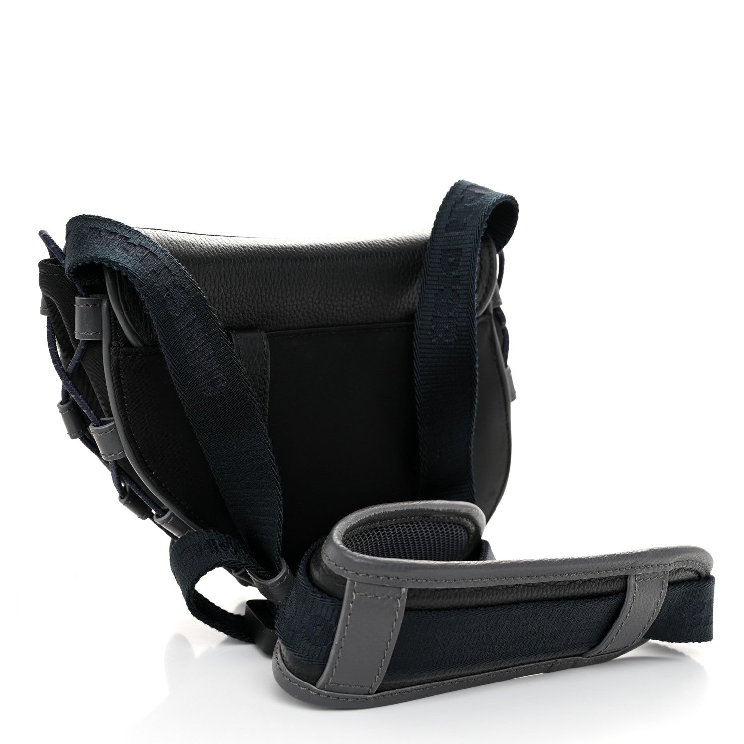 Christian Dior X SACAI Grained Calfskin Technical Fabric Mens Saddle Bag Black 3 of 10