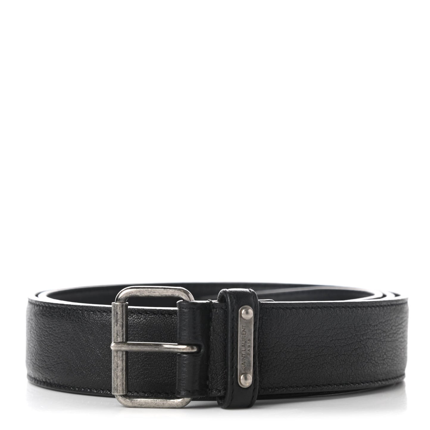 Goatskin Monogram Buckle Belt Black