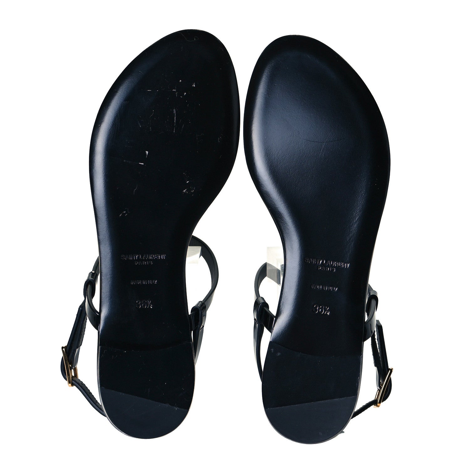 Saint Laurent Patent Calfskin Cassandra Monogram Sandals 36.5 Black 7 of 10