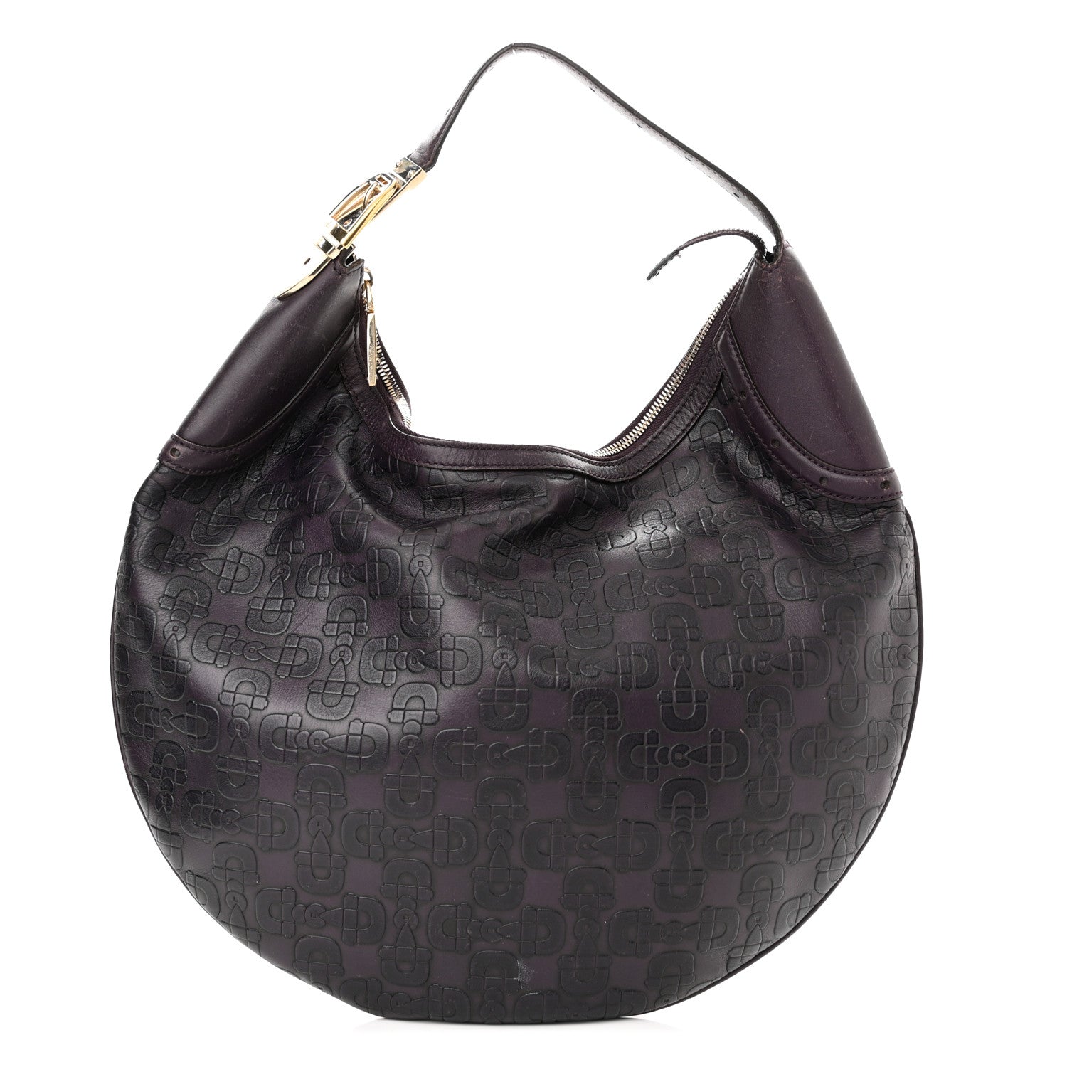 Gucci Calfskin Horsebit Embossed Glam Hobo Burgundy 1 of 17