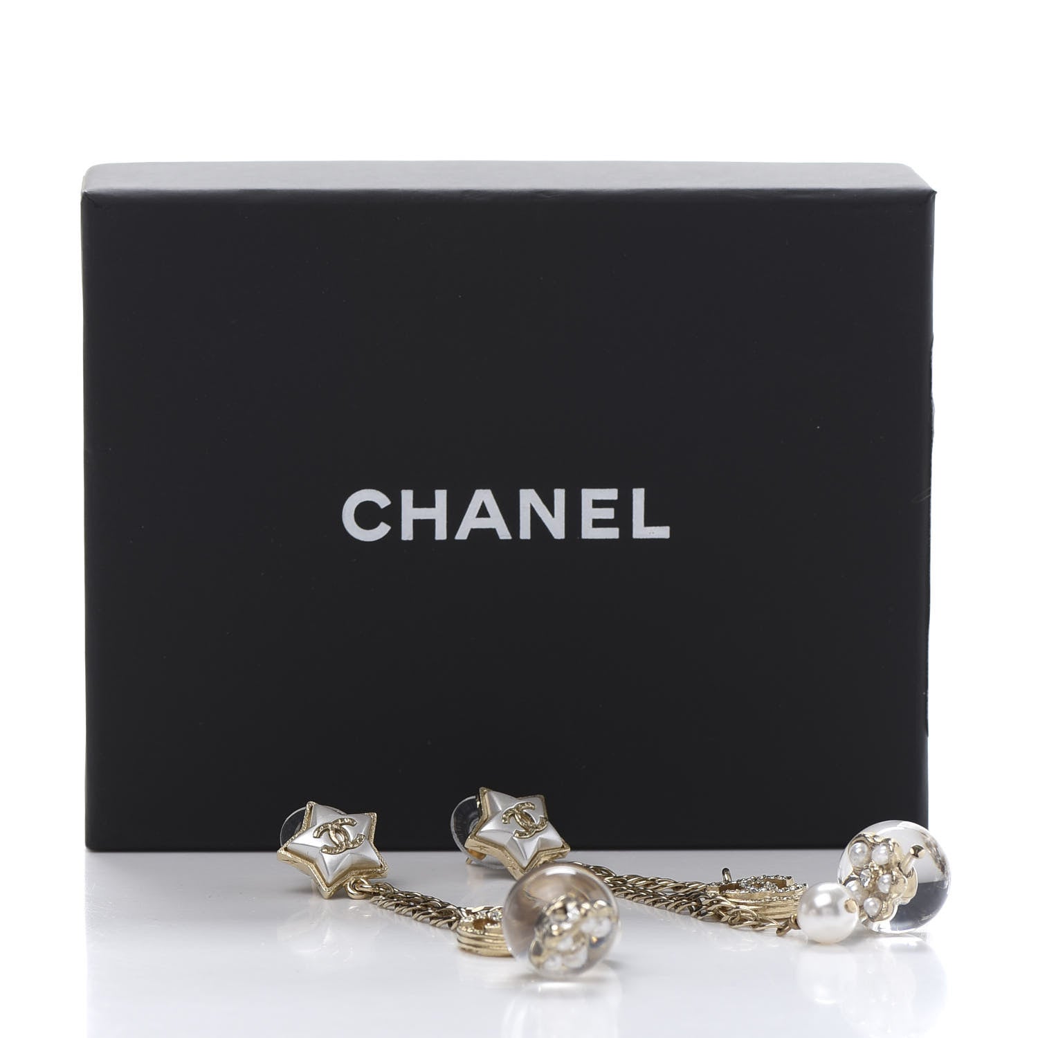 Chanel Resin Crystal CC Star Earrings Gold 5 of 5