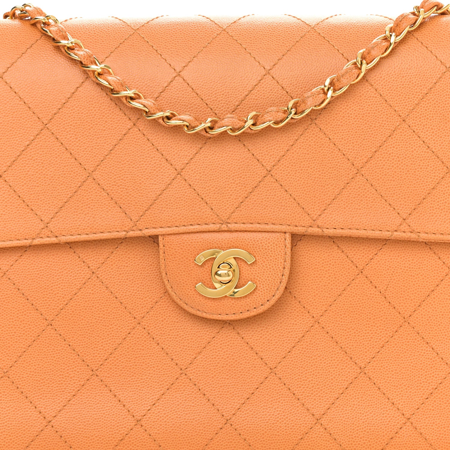 Chanel Caviar Stitched Jumbo Single Flap Orange 9 of 12