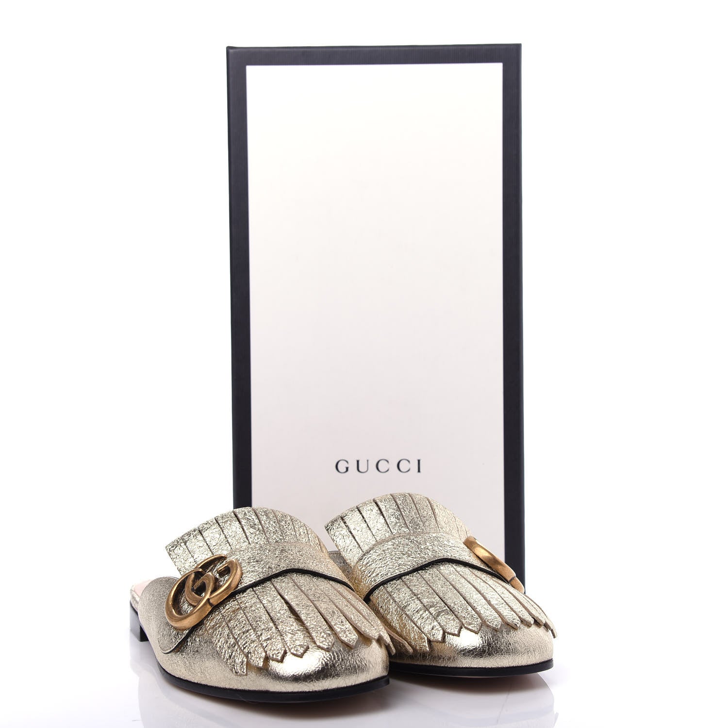 Gucci Galassia Womens GG Marmont Fringe Slippers 37 Platino 10 of 10