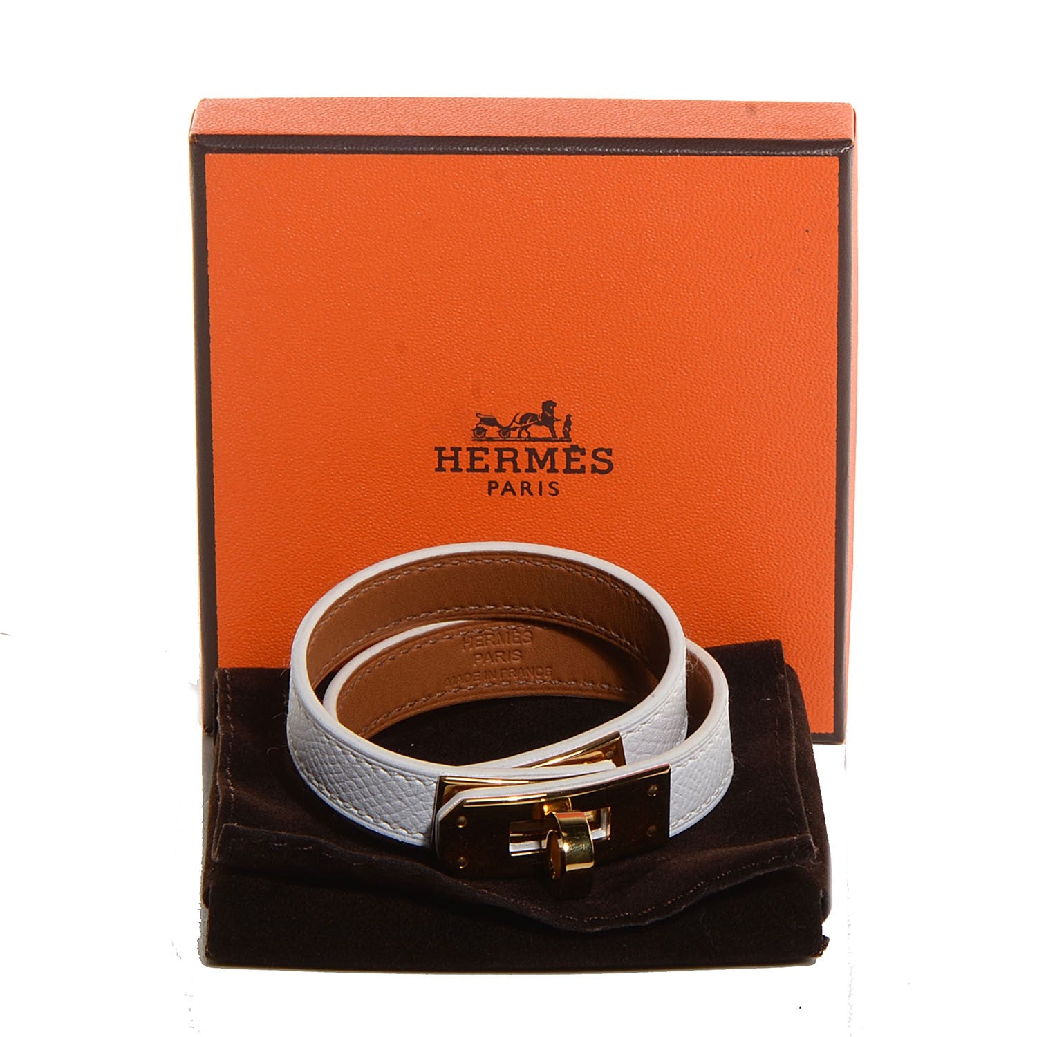 Hermes Epsom Kelly Double Tour Bracelet XS White 8 of 8