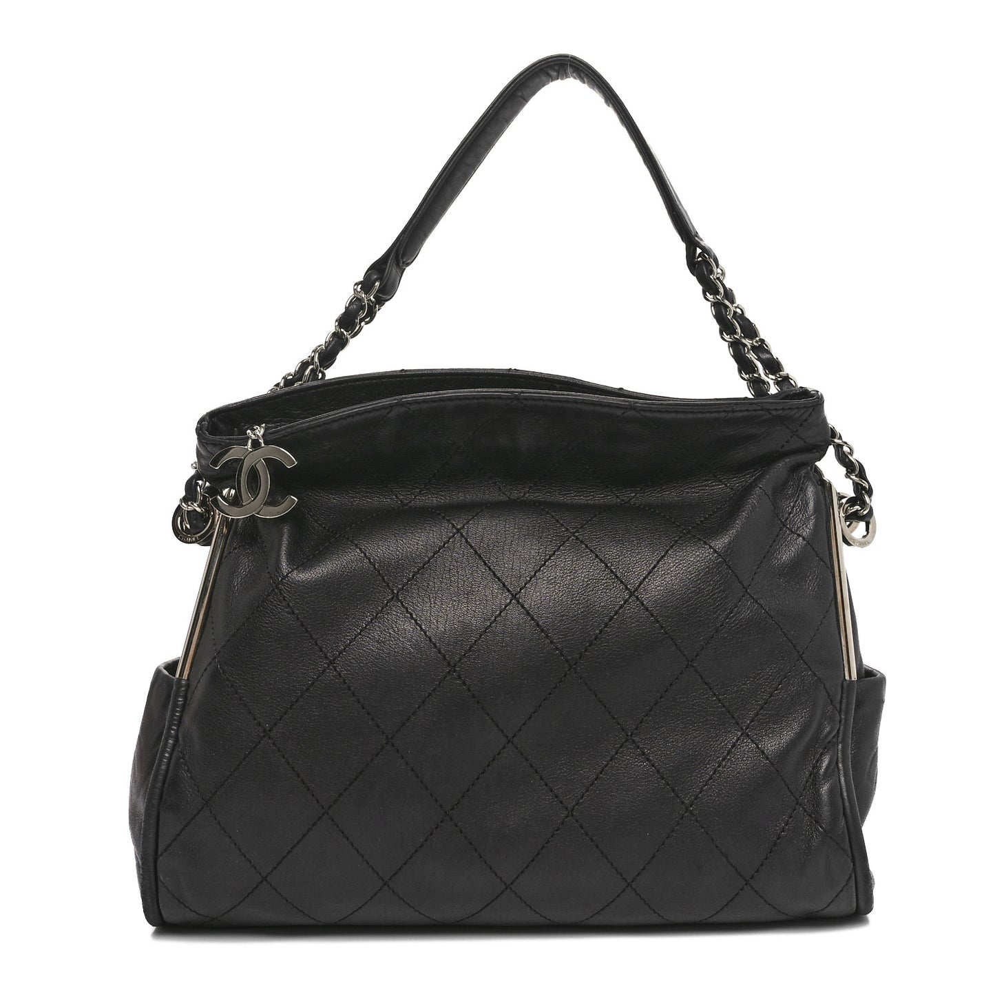 Lambskin Stitched Medium Ultimate Soft Tote Black