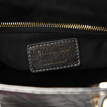 Christian Dior Metallic Grained Calfskin Cannage Small Lady Dior Gunmetal 5 of 10
