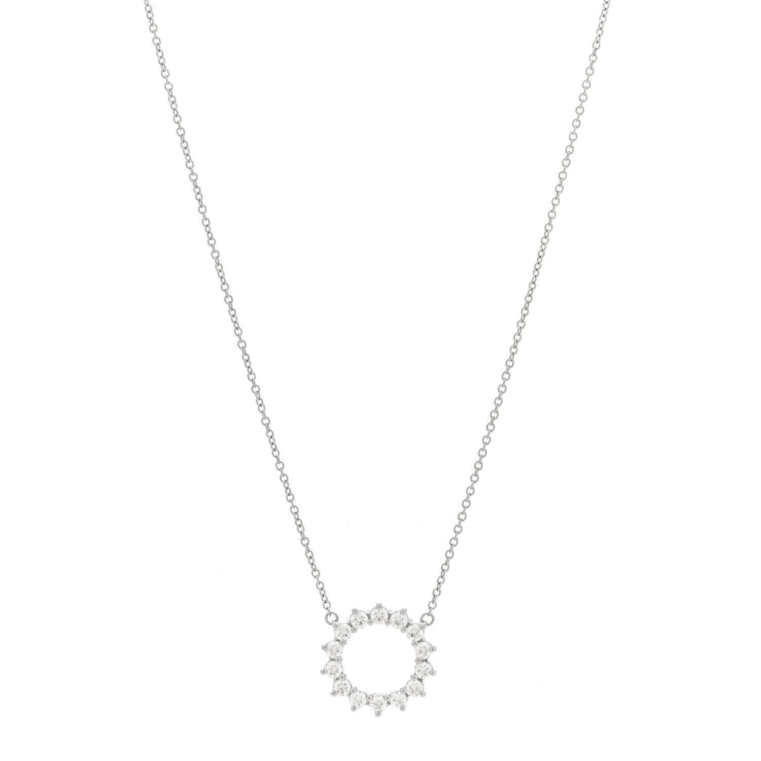 Tiffany Platinum Diamond Small Open Circle Pendant Necklace 1 of 4