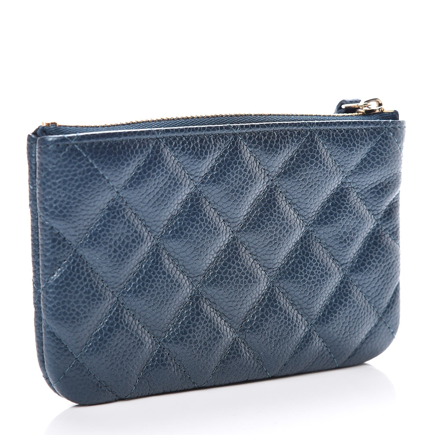 Chanel Metallic Caviar Quilted Small Cosmetic Case Dark Blue 3 of 8