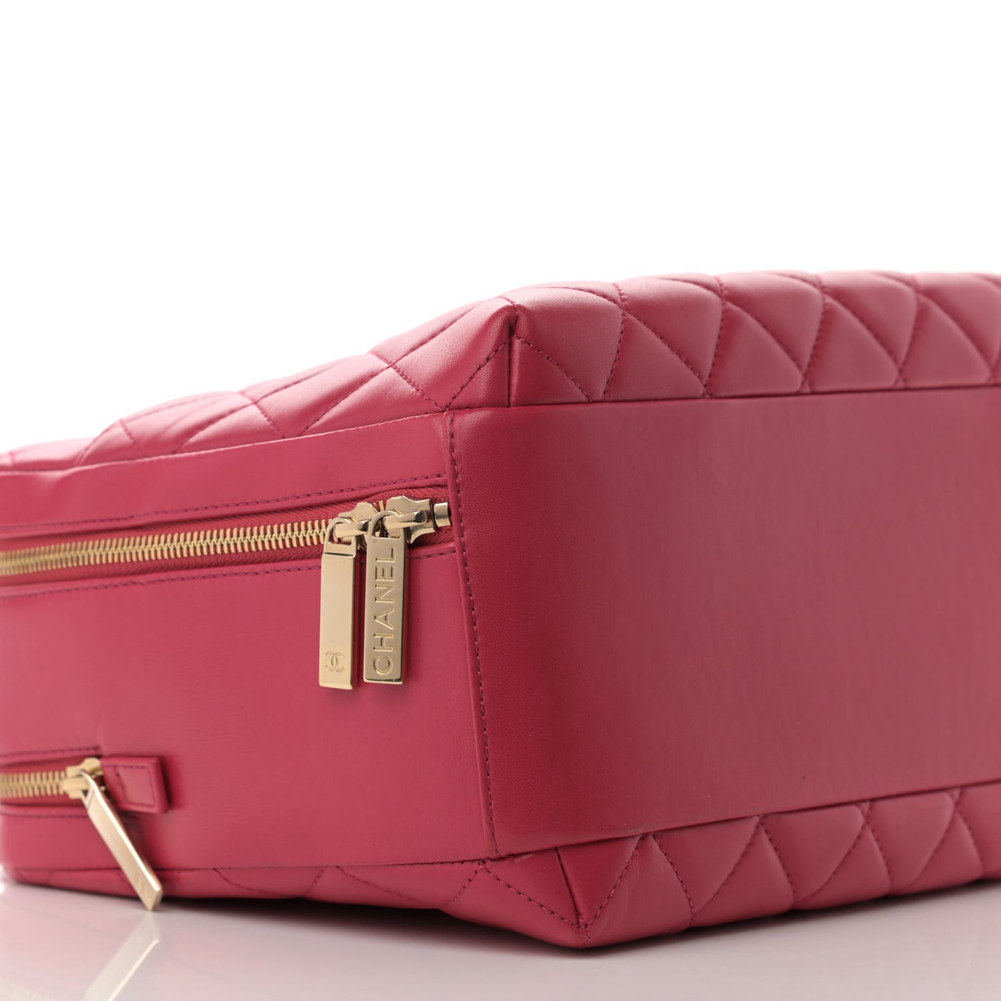 Lambskin Quilted Large Trendy CC Bowling Bag Dark Pink