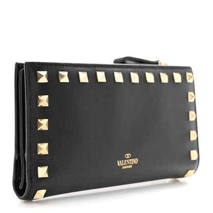 Valentino Garavani Calfskin Rockstud Bi-Fold Long Wallet Black 3 of 11