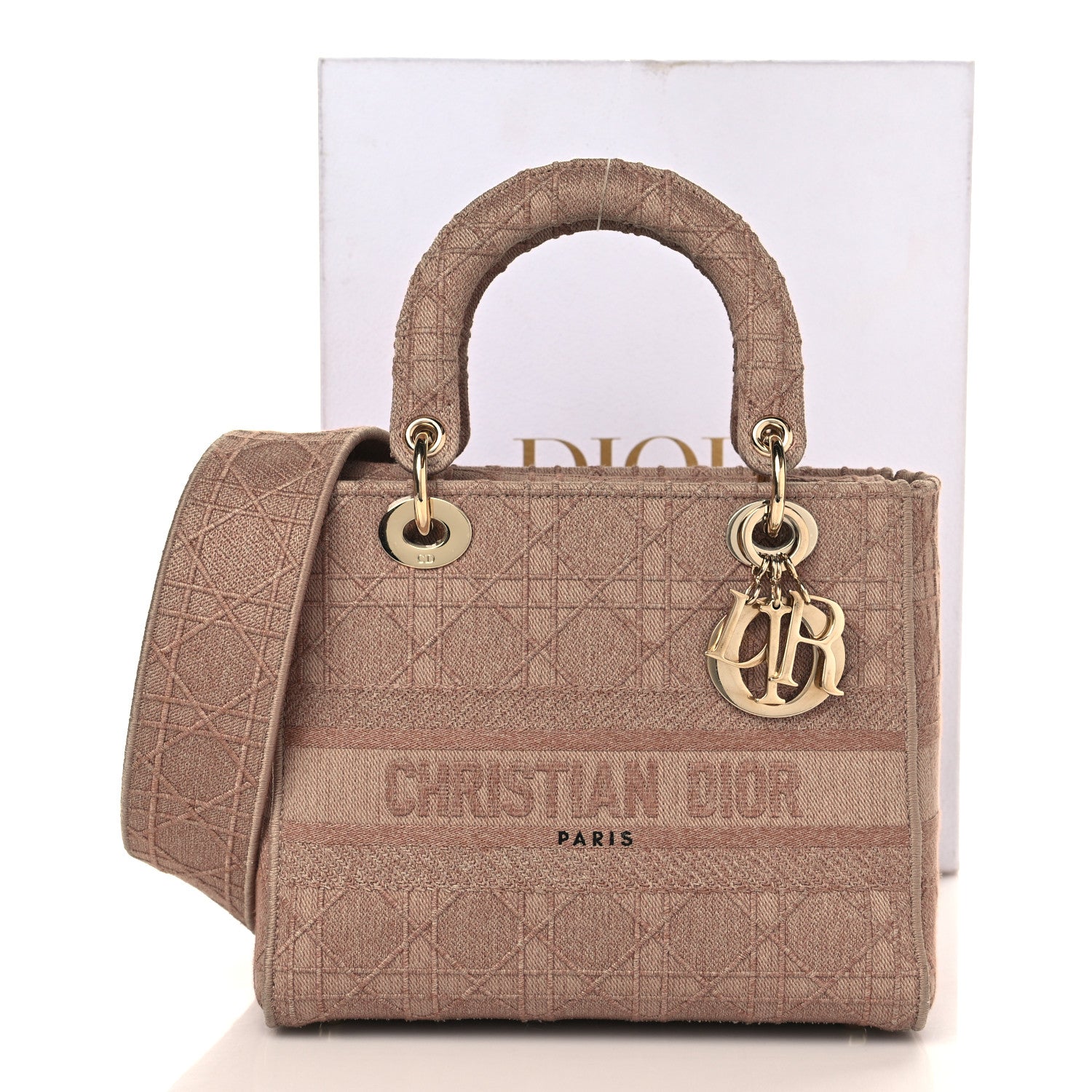 Christian Dior Canvas Embroidered Cannage Medium Lady D-Lite Pink 10 of 10