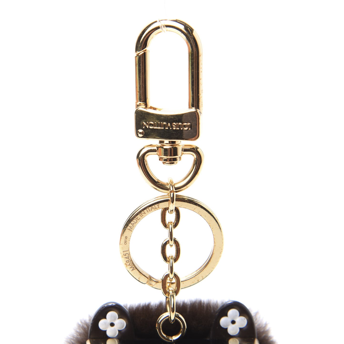 Wild Fur Monogram Eye-Trunk Bear Bag Charm
