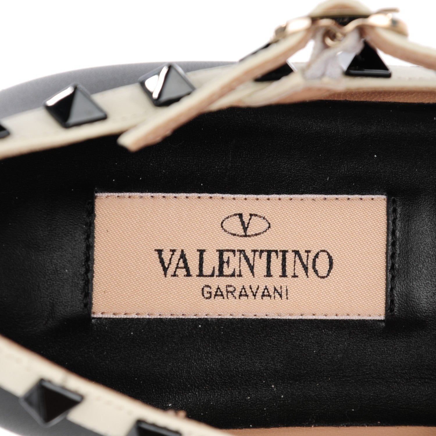 Valentino Garavani Nappa Rockstud Cage Ballerina Flats 35 Black Ivory 8 of 9
