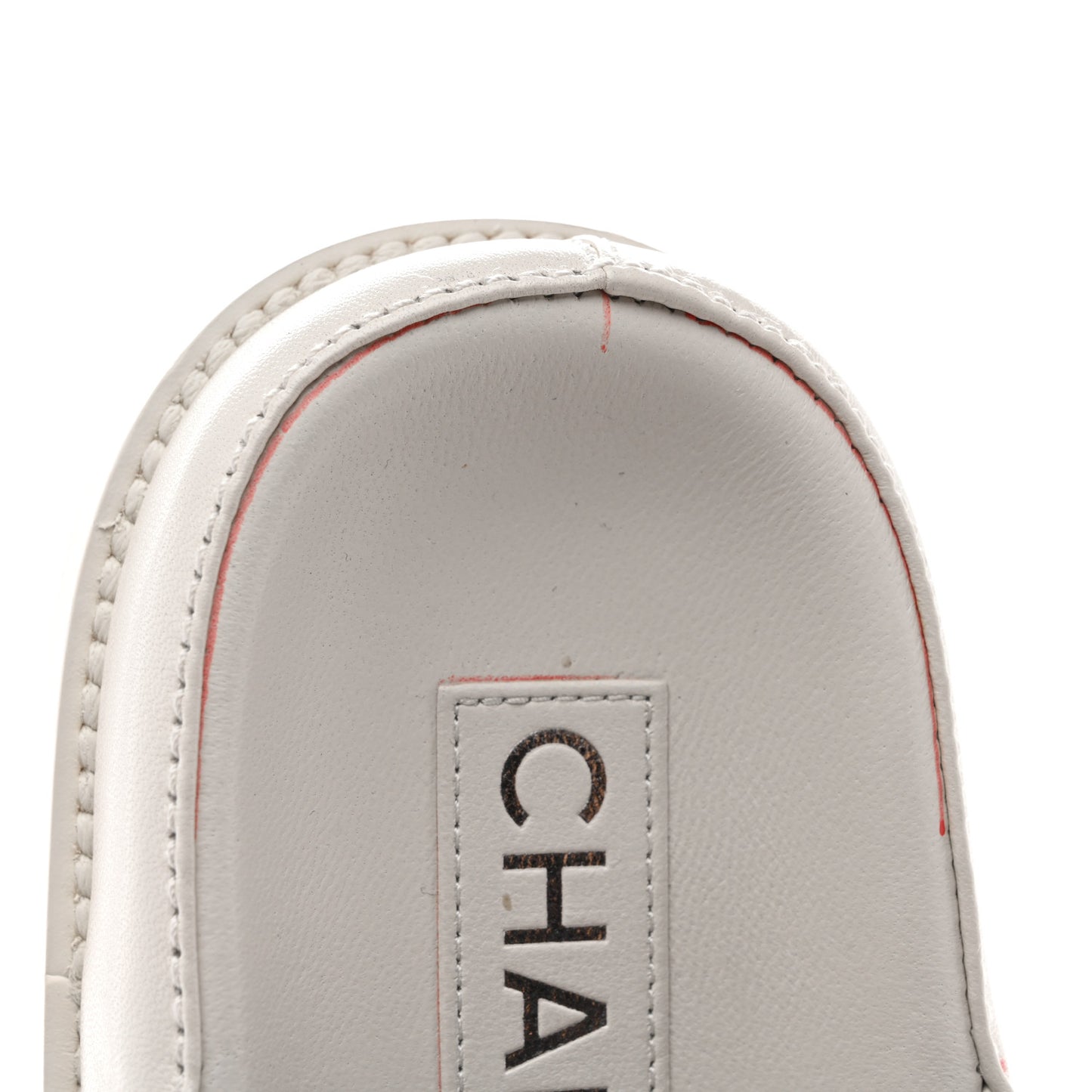 Lambskin Quilted Velcro Dad Chain CC Slide Sandals 38 White