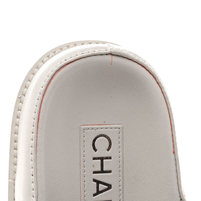 Chanel Lambskin Quilted Velcro Dad Chain CC Slide Sandals 38 White 10 of 14