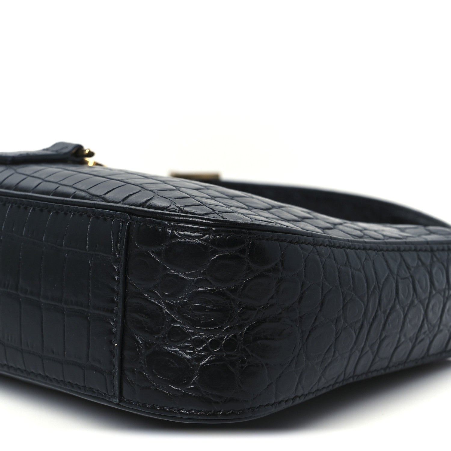 Saint Laurent Calfskin Crocodile Embossed LE 5 A 7 Hobo Black 10 of 10