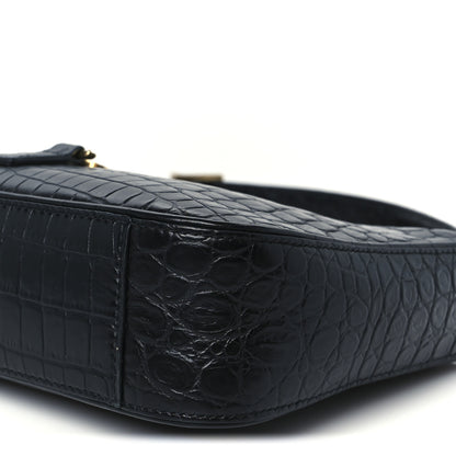 Saint Laurent Calfskin Crocodile Embossed LE 5 A 7 Hobo Black 10 of 10